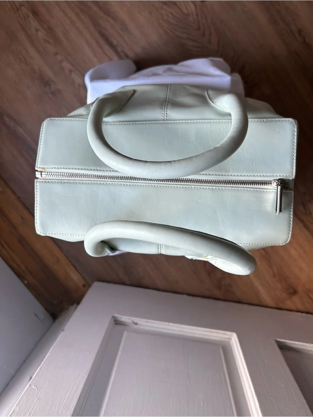 molton brown london sage green vintage leather satchel tote